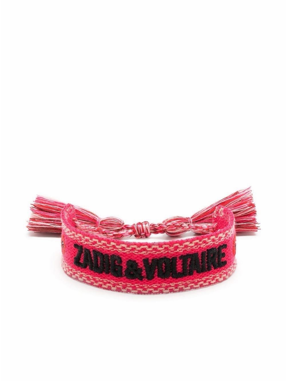 Zadig & Voltaire Hot Pink Woven Logo Friendship Bracelet